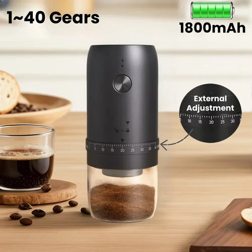 1800mAh Electric Coffee Grinder 40 Level Adjustable Burr Grinder Black