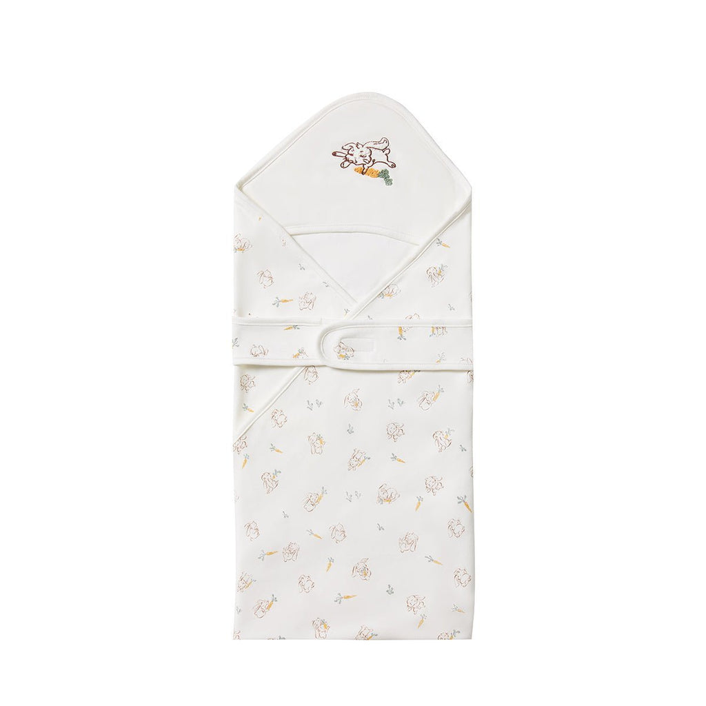 Cute Rabbit Light Cotton Baby White Swaddle Wrap-3