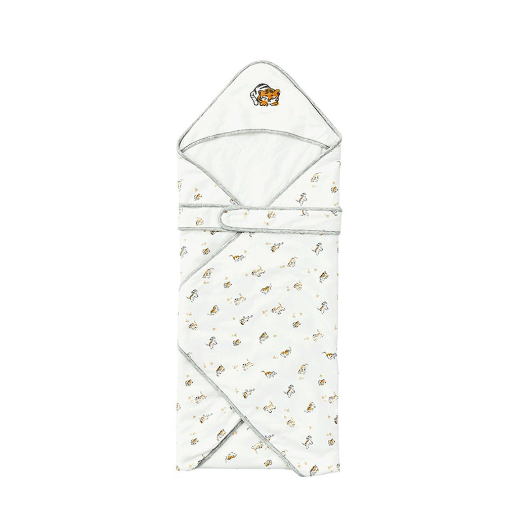 Lively Tiger Comfort Cotton Baby White Swaddle Wrap-3
