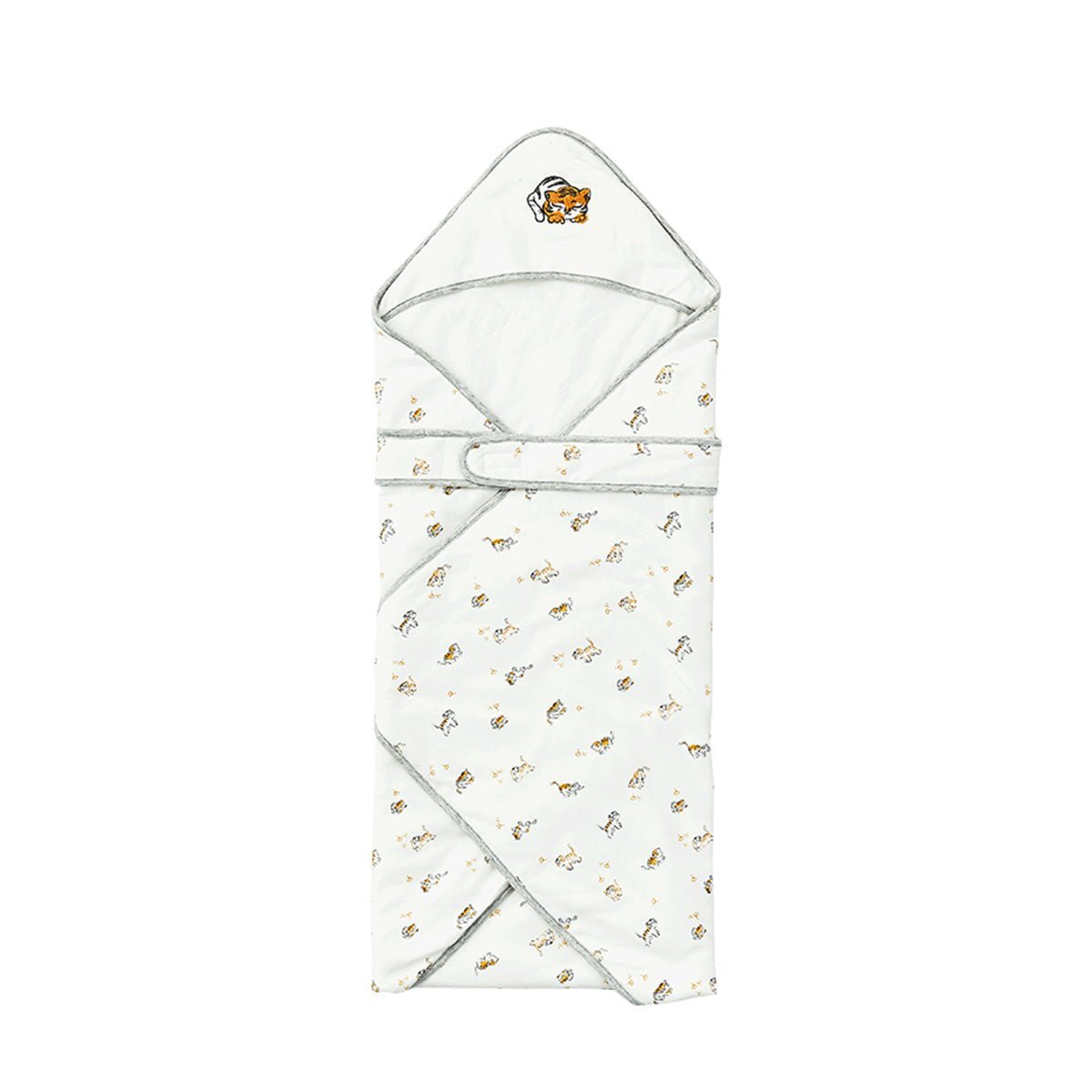 Lively Tiger Light Cotton Baby White Swaddle Wrap-3